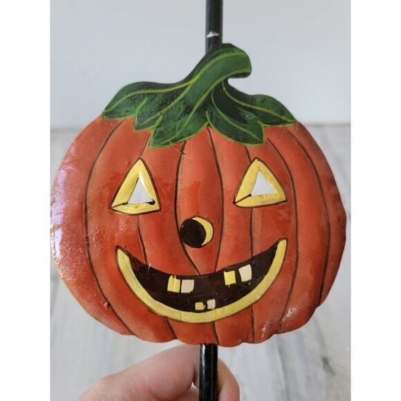 Vintage metal candle stick holder jack-o'-lantern pumpkin Halloween - Picture 7 of 7